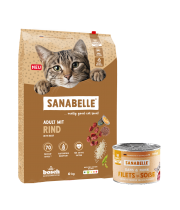 Sanabelle Classic Adult su jautiena 10kg + šlapio ėdalo su žąsiena 6vnt x 180g