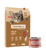 Sanabelle Classic Adult su jautiena 10kg + šlapio ėdalo su kalakutiena 6vnt x 180g