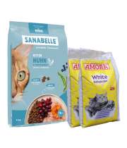 Sanabelle Life KITTEN 8kg + Kraikas AMORA Baby Pudra balta 15L x 2