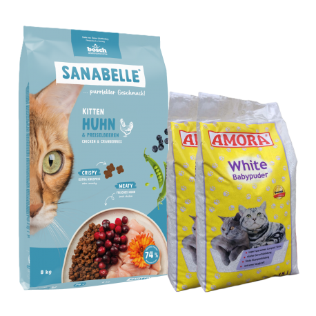 Sanabelle Life KITTEN 8kg + Kraikas AMORA Baby Pudra balta 15L x 2 Sanabelle Life KITTEN 8kg + Kraikas AMORA Baby Pudra balta 15L x 2