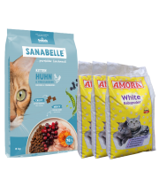 Sanabelle Life KITTEN 8kg + Kraikas AMORA Baby Pudra balta 15L x 3