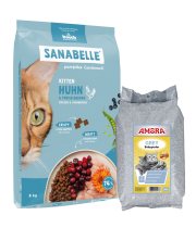 Sanabelle Life KITTEN 8kg + Kraikas AMORA Baby Pudra pilka 15L