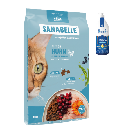Sanabelle Life KITTEN 8kg + Lašišų aliejus 250ml Sanabelle Life KITTEN 8kg + Lašišų aliejus 250ml
