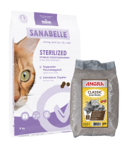 Sanabelle STERILIZED Care 8kg +  kraikas AMORA Classic 12kg / rinkinys