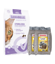 Sanabelle STERILIZED Care 8kg +  kraikas AMORA Classic 24kg / rinkinys